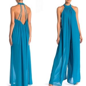 One One Six Halter Neck Palazzo Jumpsuit Teal